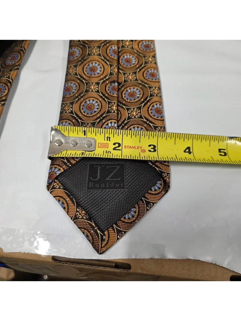 JZ Richards Cupper Brown Heavy Silk Neck Tie Handmade Woven 59x3.1/4 Medallion